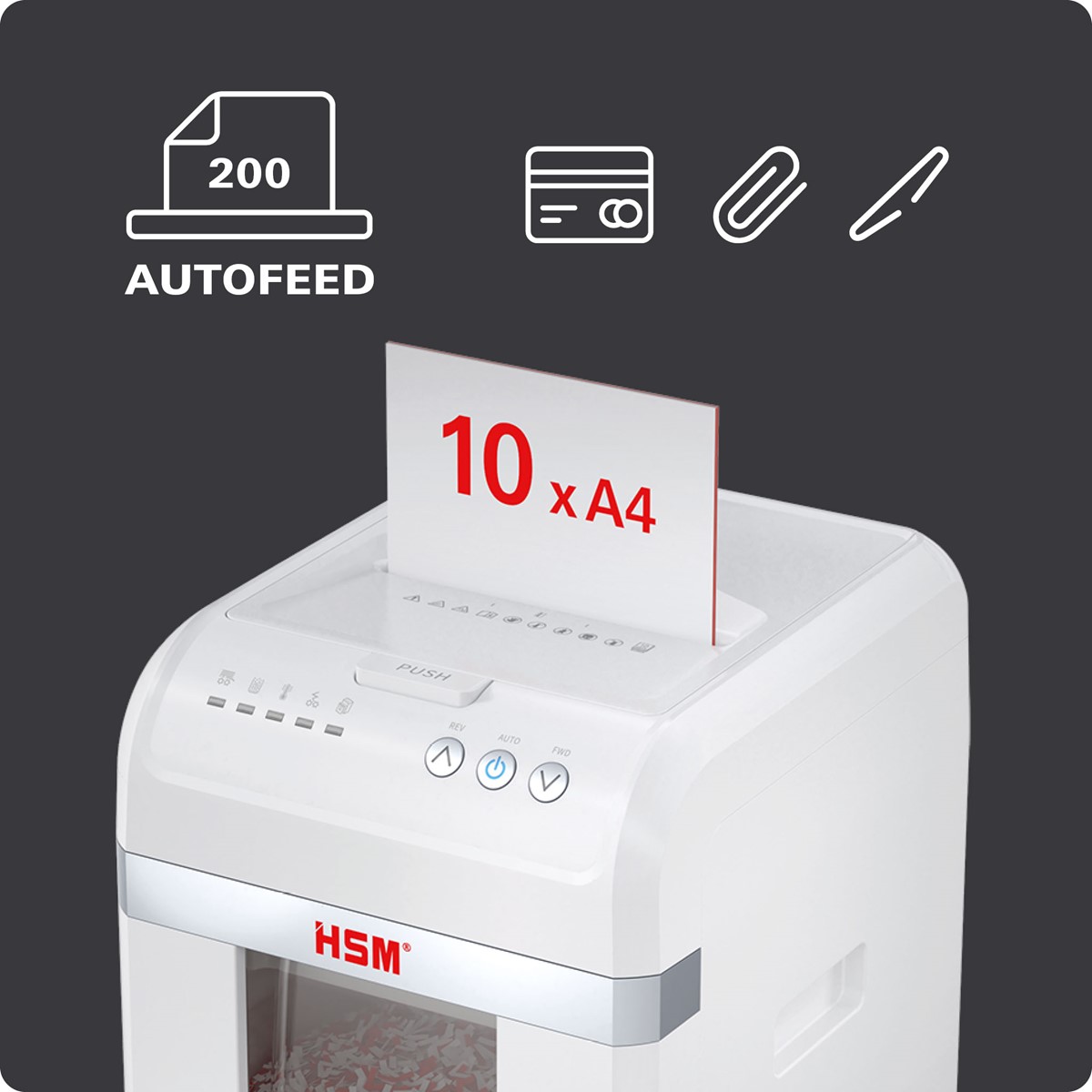 HSM Aktenvernichter shredstar Autofeed X200 - P4 - 4 x 12 mm (Art.-Nr.: 1035111)