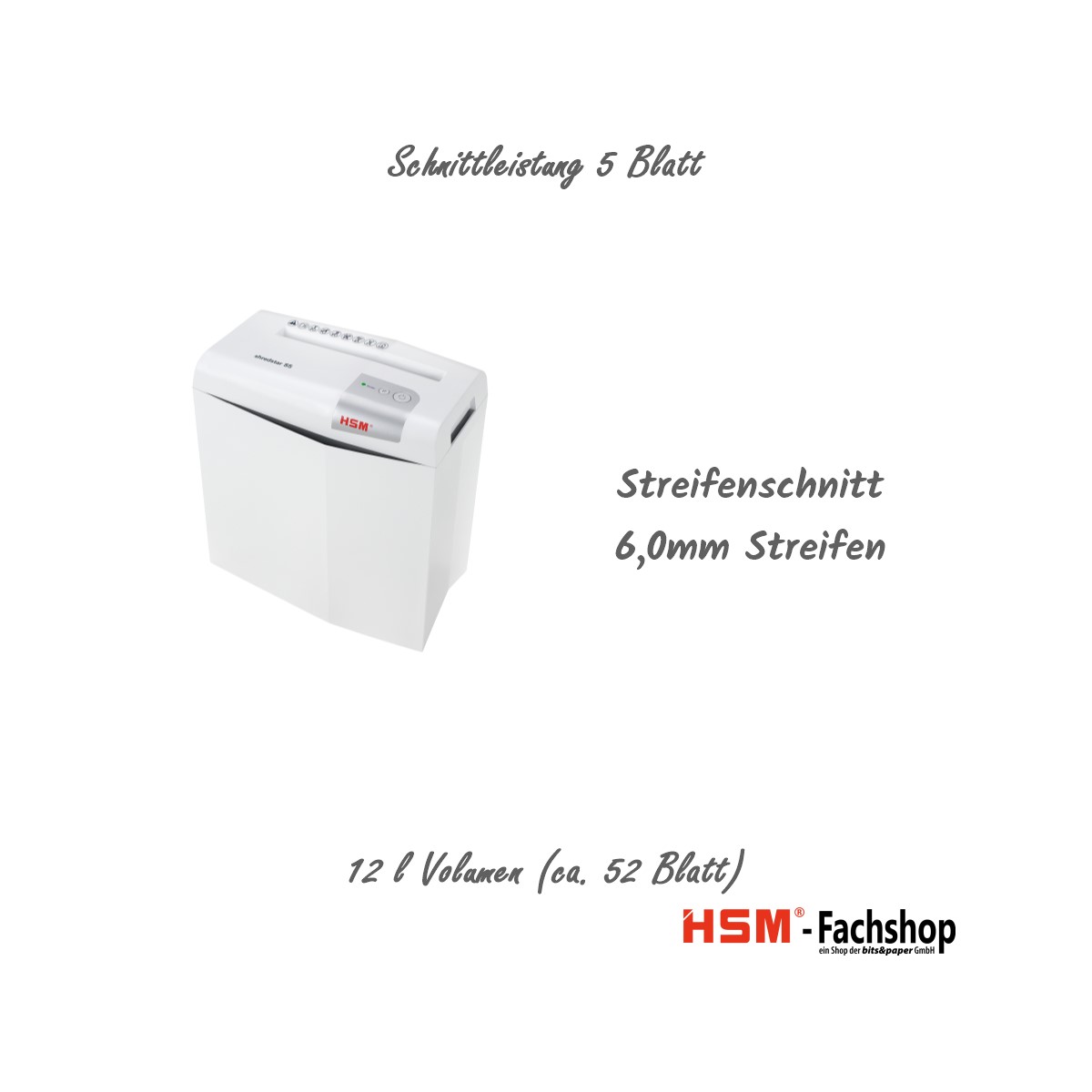 HSM Aktenvernichter shredstar S5, 6,0mm Streifen (Art.-Nr.: 1041121)