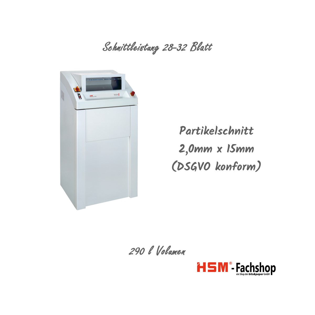HSM Aktenvernichter Powerline 450.2, 2mm x 15mm (Art.-Nr.: 1688144)