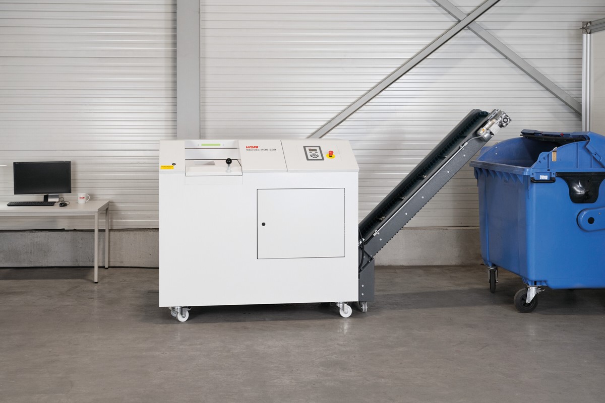 HSM Medienvernichter StoreEx HDS 230 - 20 x 40-50 mm mit Auslaufförderband (Art.-Nr.: 1778124F)