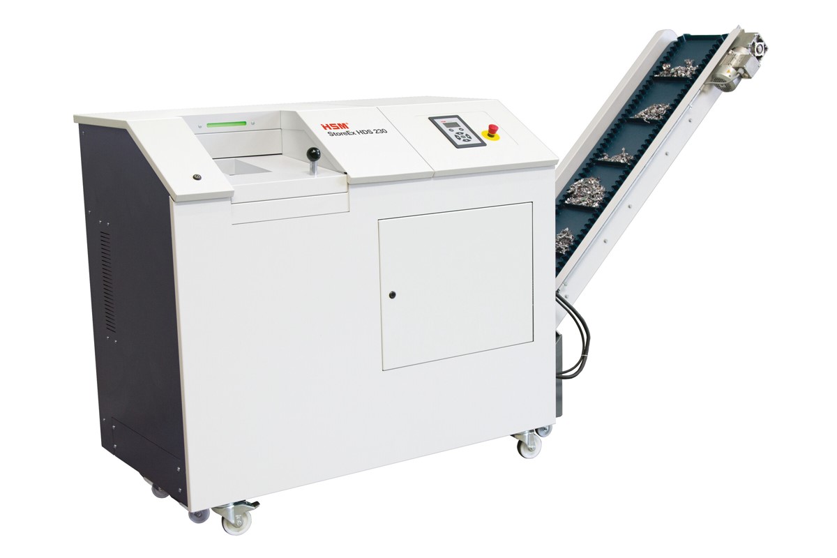 HSM Medienvernichter StoreEx HDS 230 - 20 x 40-50 mm mit Auslaufförderband (Art.-Nr.: 1778124F)