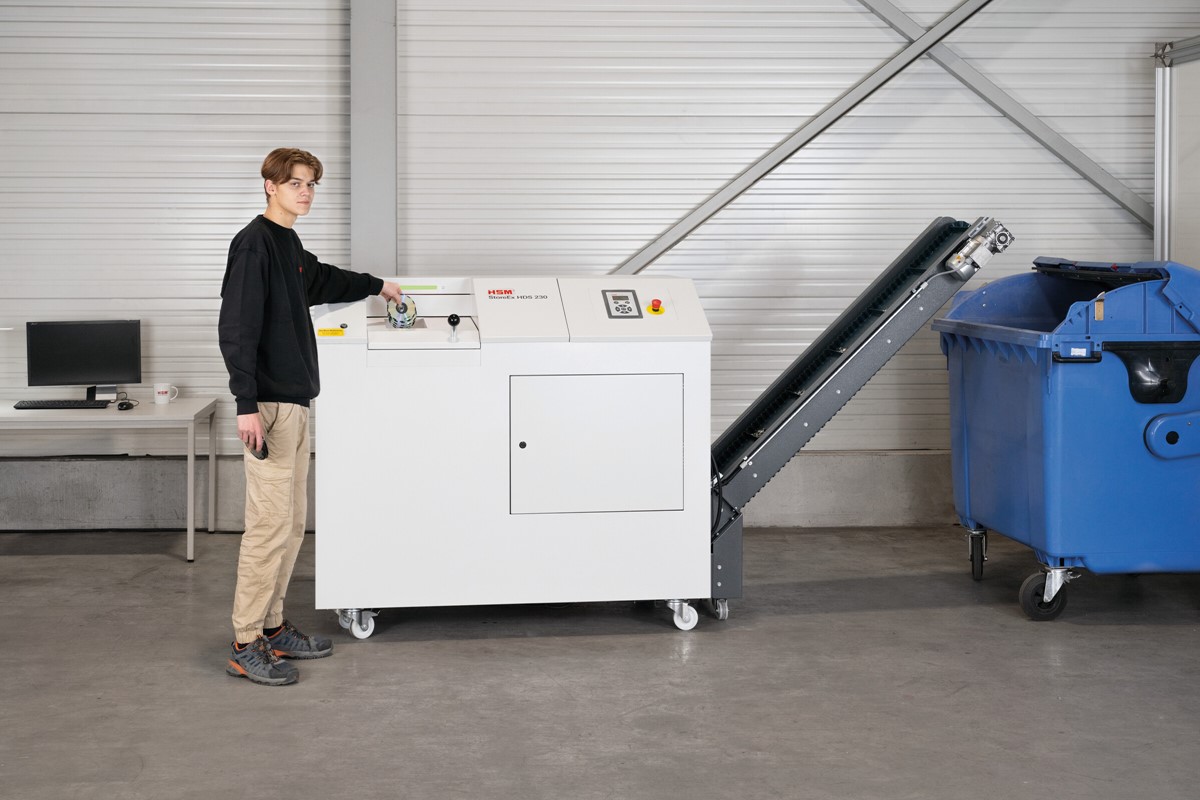 HSM Medienvernichter StoreEx HDS 230 - 20 x 40-50 mm mit Auslaufförderband (Art.-Nr.: 1778124F)