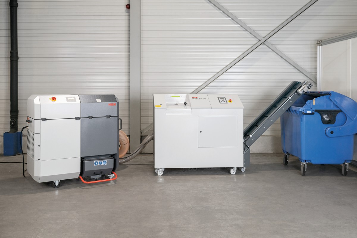 HSM Medienvernichter StoreEx HDS 230 - 20 x 40-50 mm mit Auslaufförderband (Art.-Nr.: 1778124F)