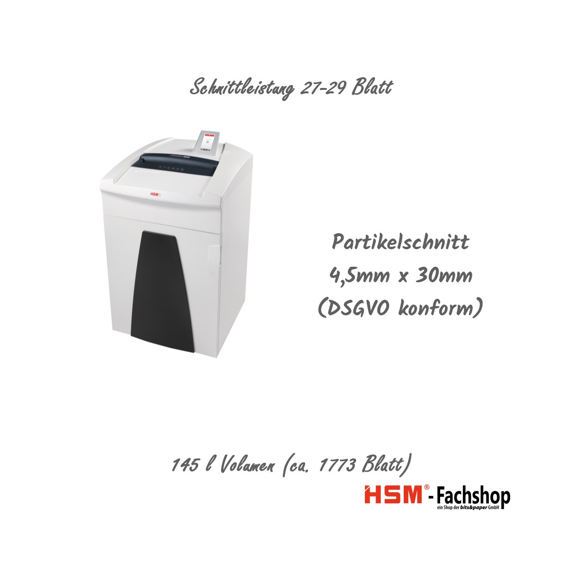 HSM Aktenvernichter SECURIO P36i, 4,5mm x 30mm, separates CD-Schneidwerk (Art.-Nr.: 1853121C)