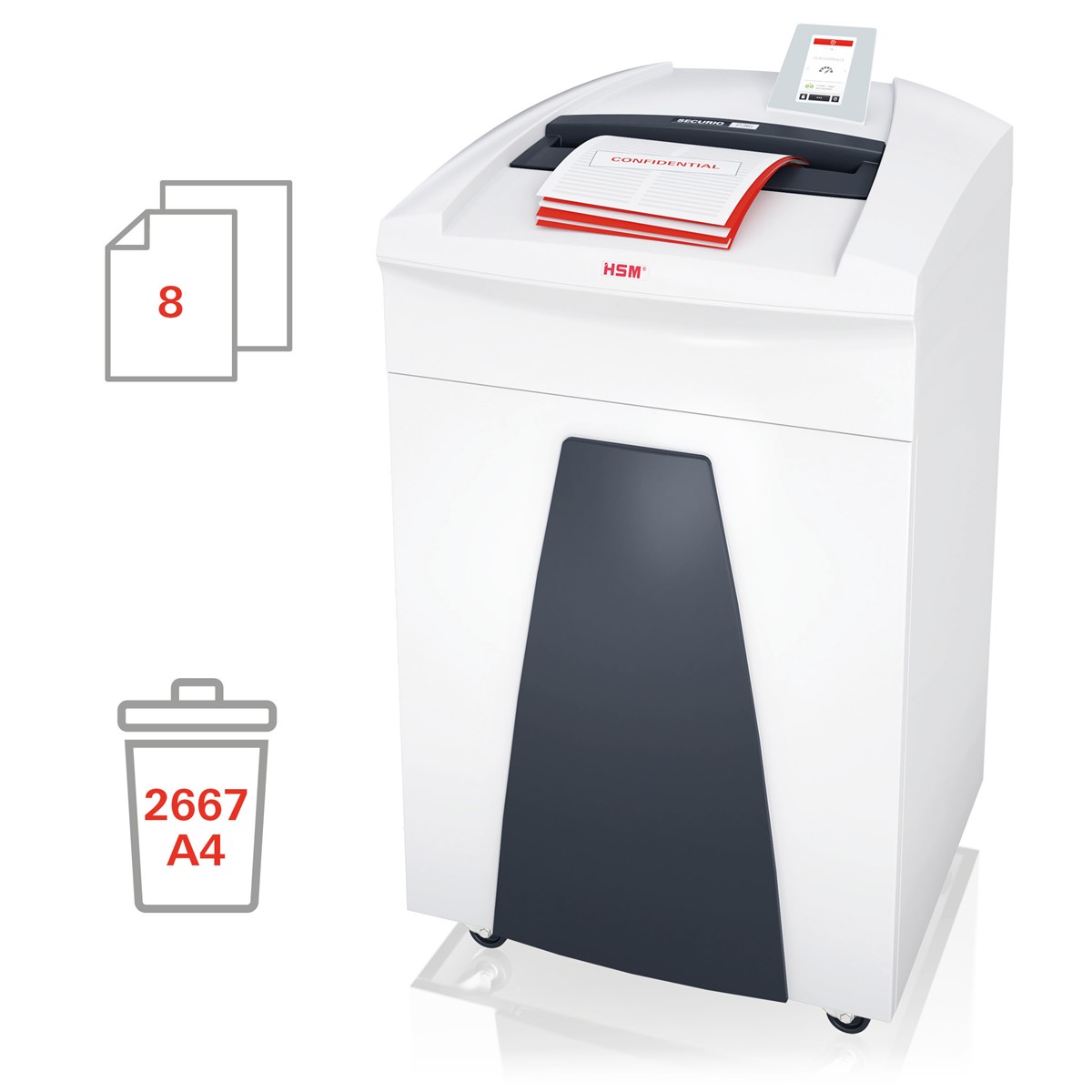HSM Aktenvernichter SECURIO P36i, 1,0mm x 5mm, separates OMDD-Schneidwerk und Metallerkennung (Art.-Nr.: 1854121N)