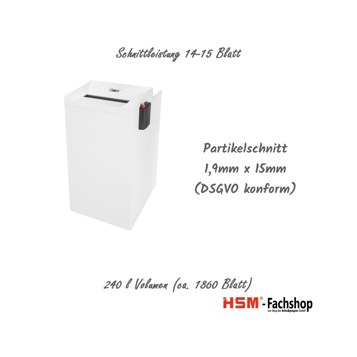 HSM Aktenvernichter Pure 740 max, 1,9 x 15 mm (Art.-Nr.: 2372111X)