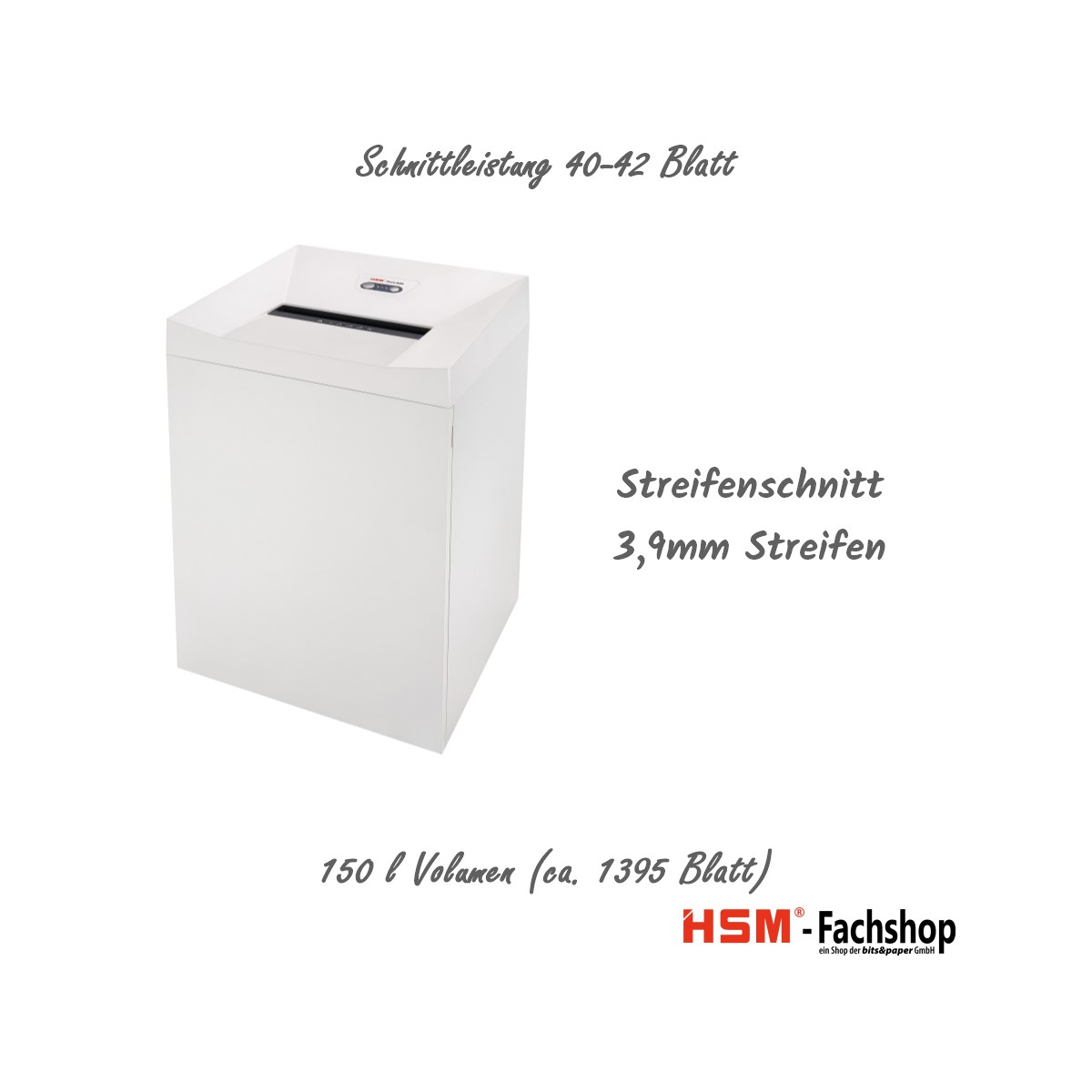 HSM Aktenvernichter Pure 830, 3,9mm Streifen (Art.-Nr.: 2380121)