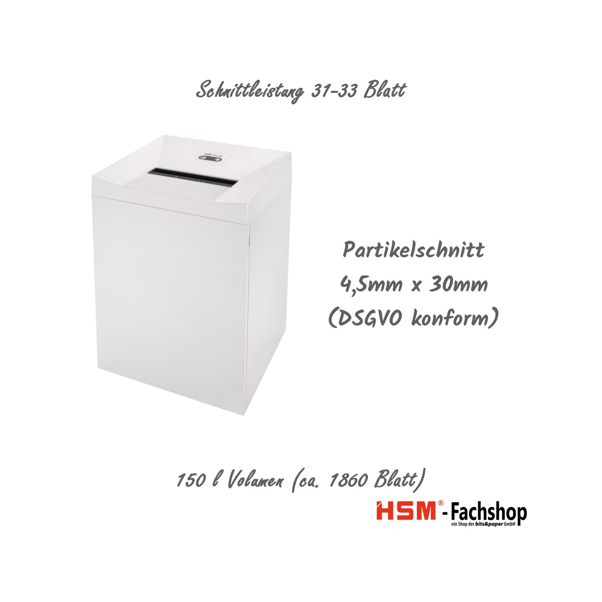 HSM Aktenvernichter Pure 830, 4,5mm x 30mm (Art.-Nr.: 2383121)